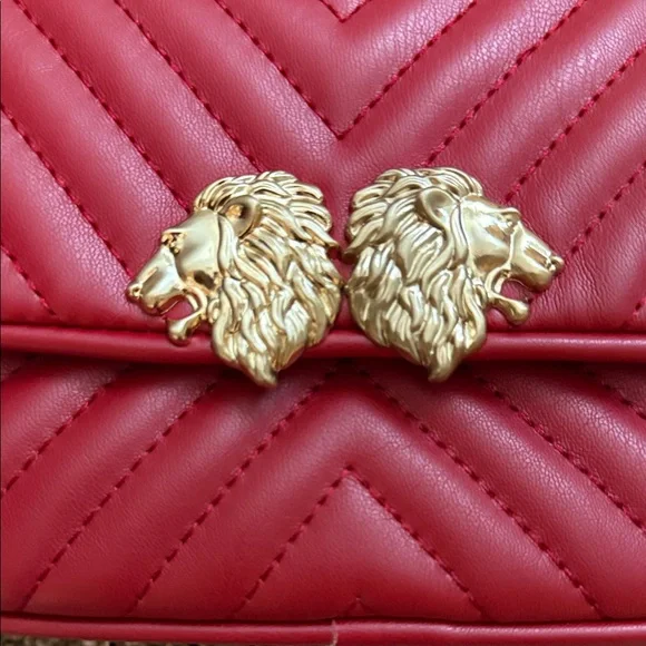 Zara Red Quilted Crossbody Bag with Gold Accents - Picture 2 of 6